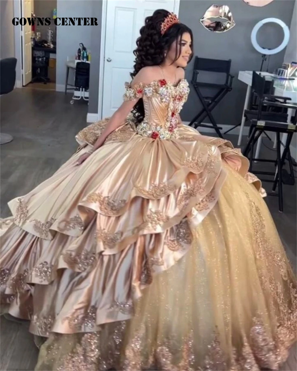 Top Trends: Princess Mexico 2024 Champagne Gold Quinceanera Dresses Off The Shoulder Satin Ruffels Ball Gown Sweet 16 Dresses Vestidos Shoppable Styles