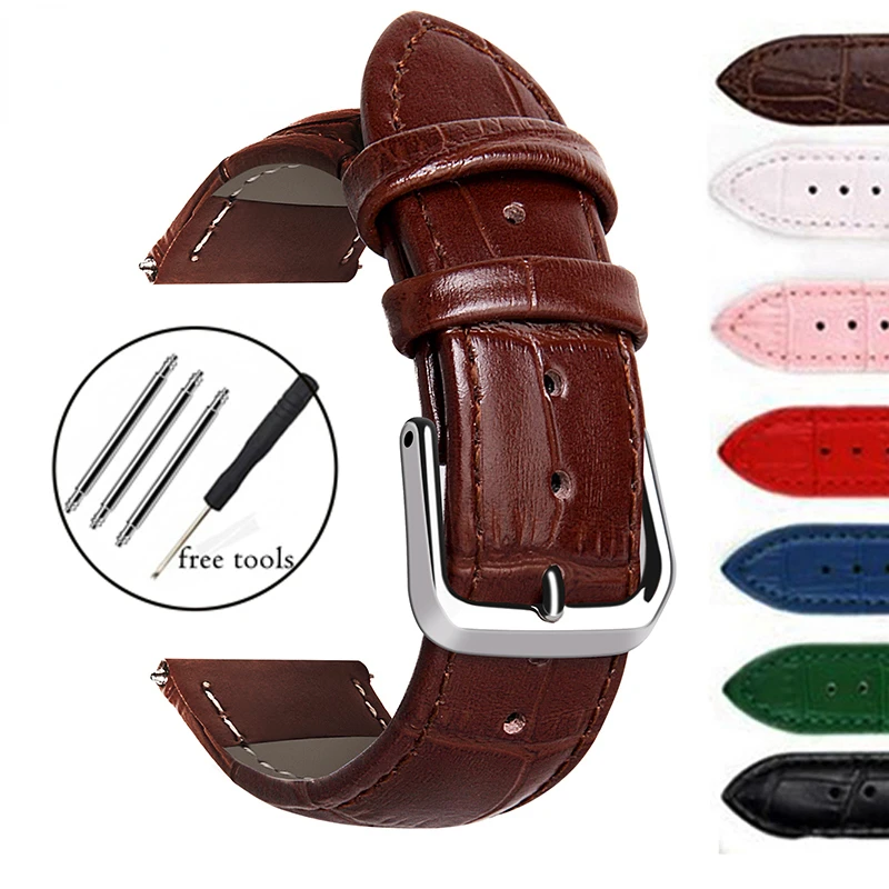 Top Trends: 14 16 18 20 22 24 Mm Size Strap Calfskin Watch Band Watch Accessories Genuine Leather Universal Watch Band With Free Tool Shoppable Styles