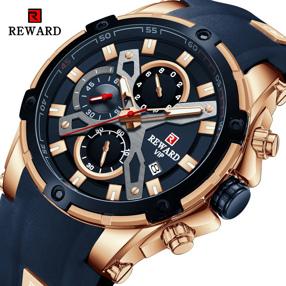 Top Trends: 2023 New REWARD Mens Watches Blue Waterproof Top Luxury Brand Chronograph Sport Watch Quartz For Men Wristwatch Military Male Shoppable Styles