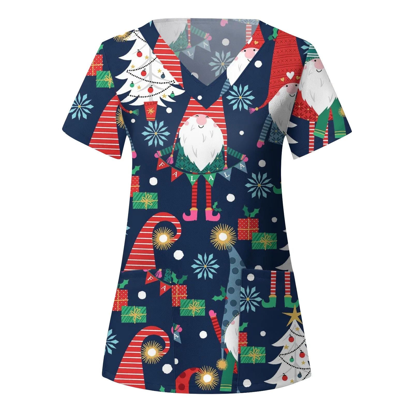 Top Trends: New Christmas Womens Nurse Uniform Blouse Short Sleeve V Neck Scrubs Working Tops Fun Graphic Tshirts Nursing Accessories Shoppable Styles