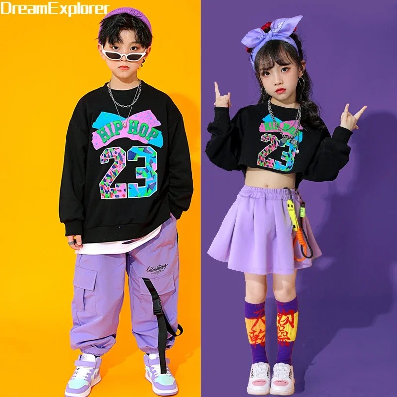 Top Trends: Hip Hop Girls Crop Top Solid Skirts Boys Street Dance Sweatshirt Cargo Pants Child Streetwear Kids Jazz Costumes Clothes Sets Shoppable Styles