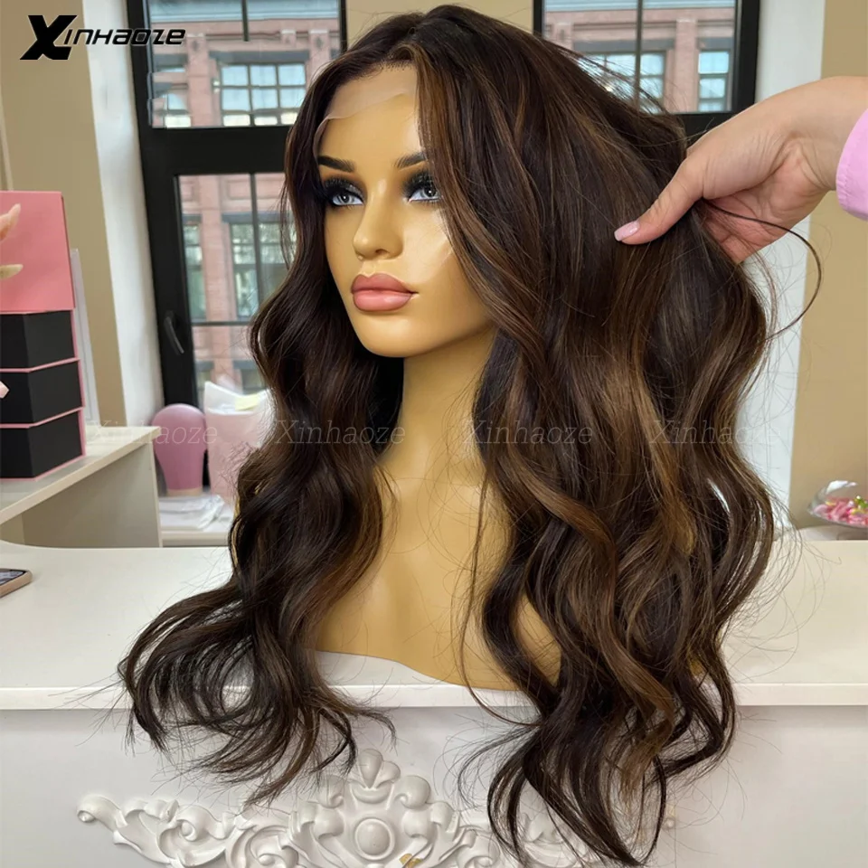 Top Trends: Body Wave Highlight Wig 5x5 Silk Top Lace Closure Human Hair Wig Brown Black Colored Lace Wigs Preplucked Hairline Wig For Women Shoppable Styles