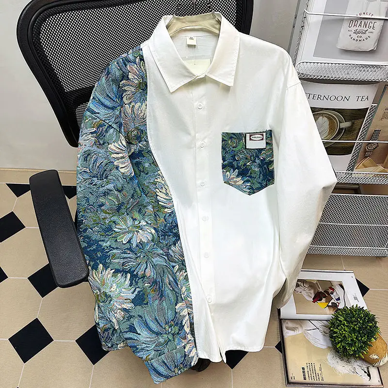 Top Trends: 2023 New Spring And Autumn Fried Street China-Chic Flower Patchwork Shirt Men And Women Design Lovers Oversized Shirt Coat Shoppable Styles