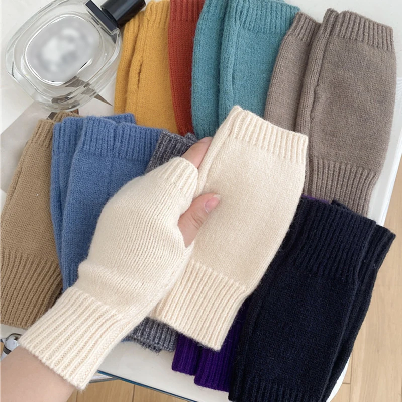 Top Trends: Fashion Women Hand Gloves Warmer Winter Stretchy Arm Crochet Knitting Soft Wool Mittens Long Fingerless Solid Color Gloves Shoppable Styles