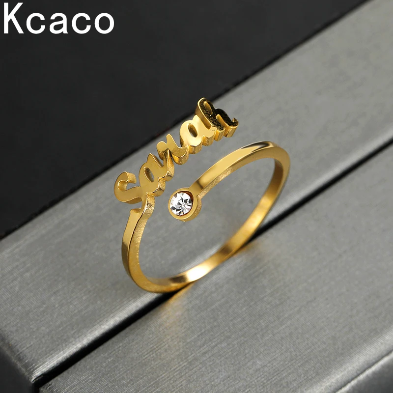 Top Trends: Custom Birthstone Name Rings For Women Stainless Steel Adjustable Zircon Personlized Ring Jewelry Unique Birthday Gifts Shoppable Styles