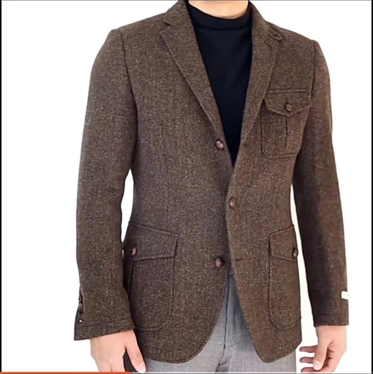 Top Trends: Men's Hunting Hunter Figure Tweed Slim Men Retro Casual Suit 2022 Flat Lapel Collar Single Breasted Suit Groom's Wedding Jacket Shoppable Styles