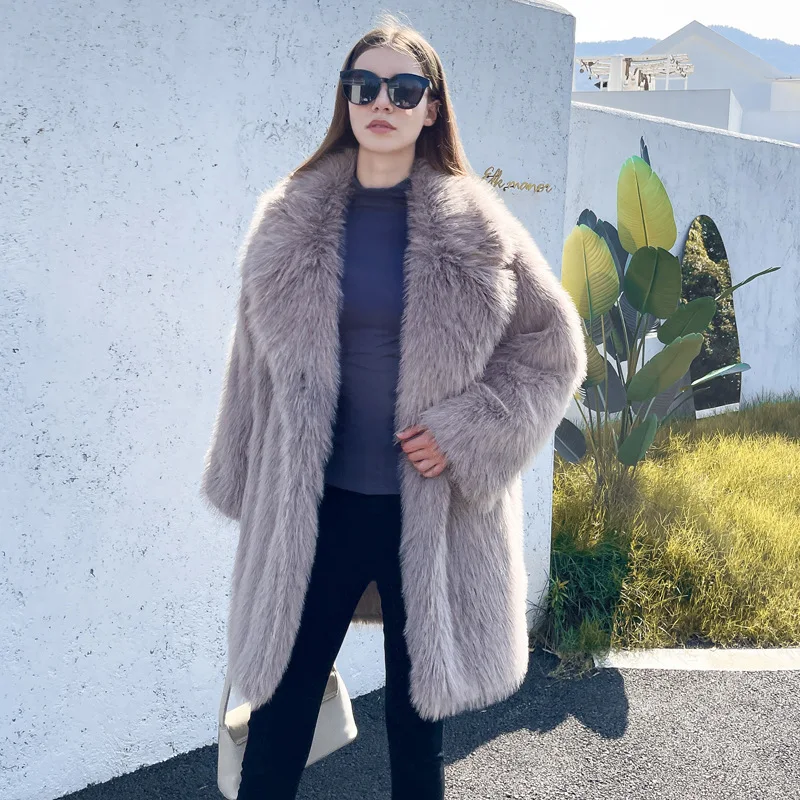 Top Trends: Furry Coat Women's Faux Fur Jacket Mid-length Suit Collar Loose Thick Warm Casual Jacket Long Artificial Fur Coat 2023 Outerwear Shoppable Styles