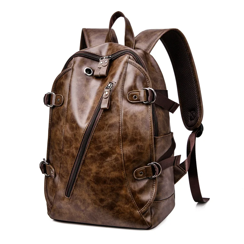 Top Trends: Fashion Multifunction Men&#039;s Backpack Vintage Soft Leather Travel Backpack Large Capacity Student School Bags Shoppable Styles