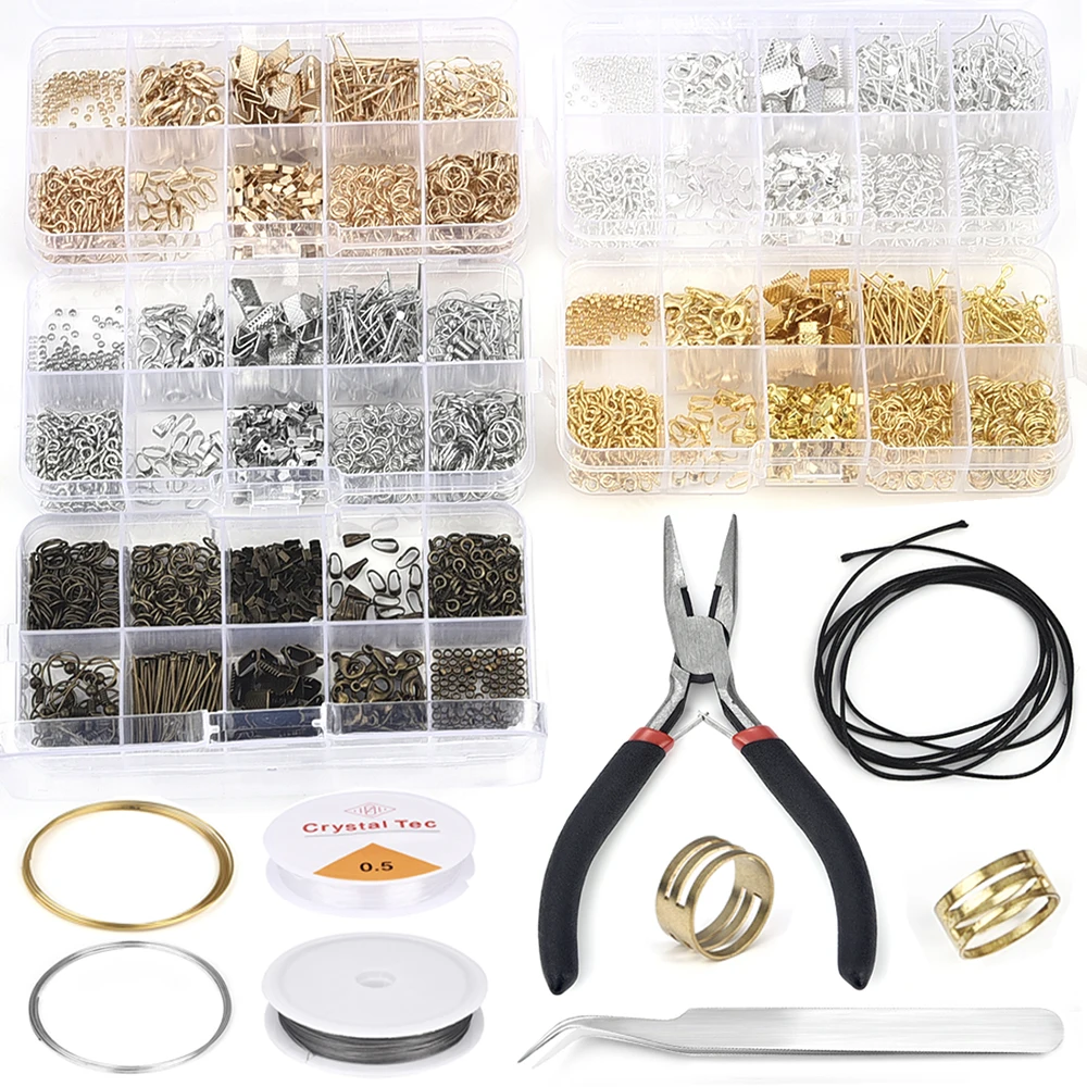 Top Trends: Jewelry Making Kit Lobster Clasp Open Jump Rings End Crimps Beads Box Set Jewelry Findings Scissor Tweezers Accessories Tool Kit Shoppable Styles