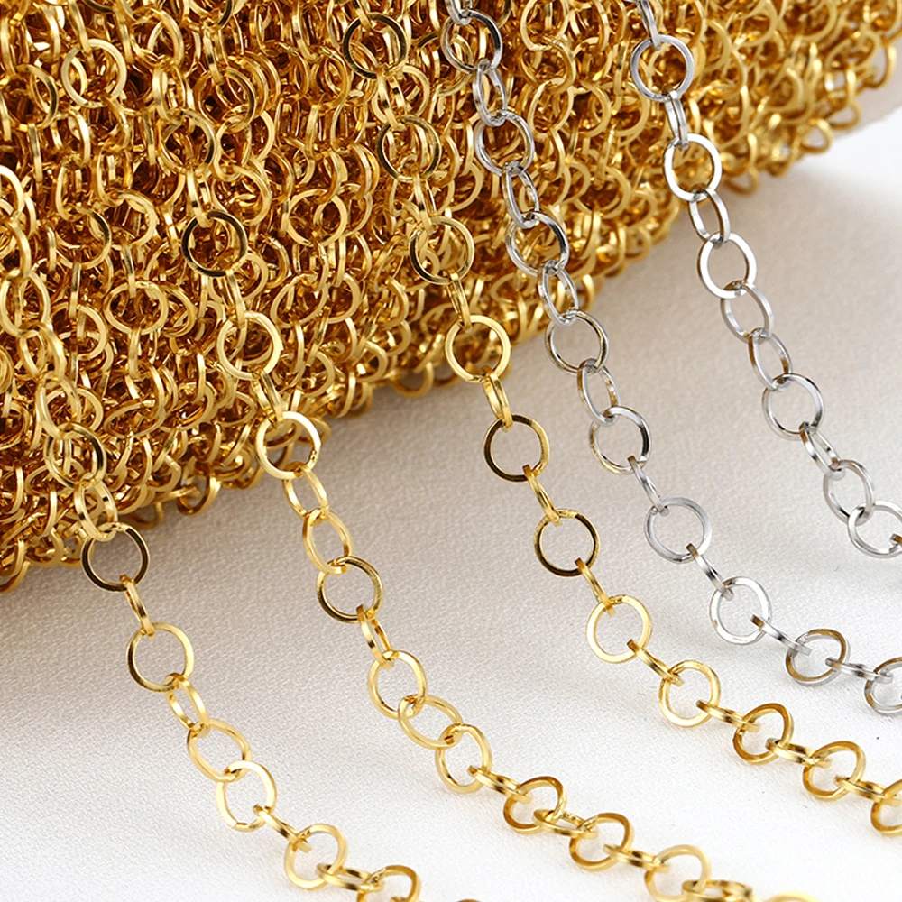 Top Trends: 2Meters Gold Color Stainless Steel Polishing O-Ring Chain For Necklace DIY Jewelry Making Findings Materials Handmade Supplies Shoppable Styles