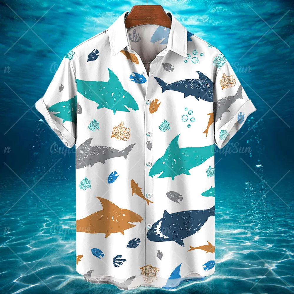 Top Trends: Animal Hawaiian Shirts For Men 3d Shark Graphic Shirts Casual Oversized Short Sleeve Tops Daily Summer Male Clothe Shoppable Styles - Image 6