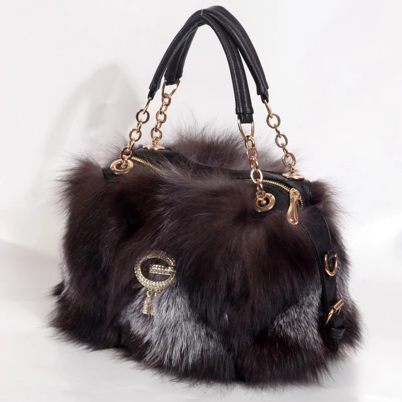 Top Trends: Women's Luxury Real Fur Shoulder Bag Natural Fluffy Fox Fur Crossbody Bag Women's Designer Large Capacity Fashion Handbag Shoppable Styles - Image 4