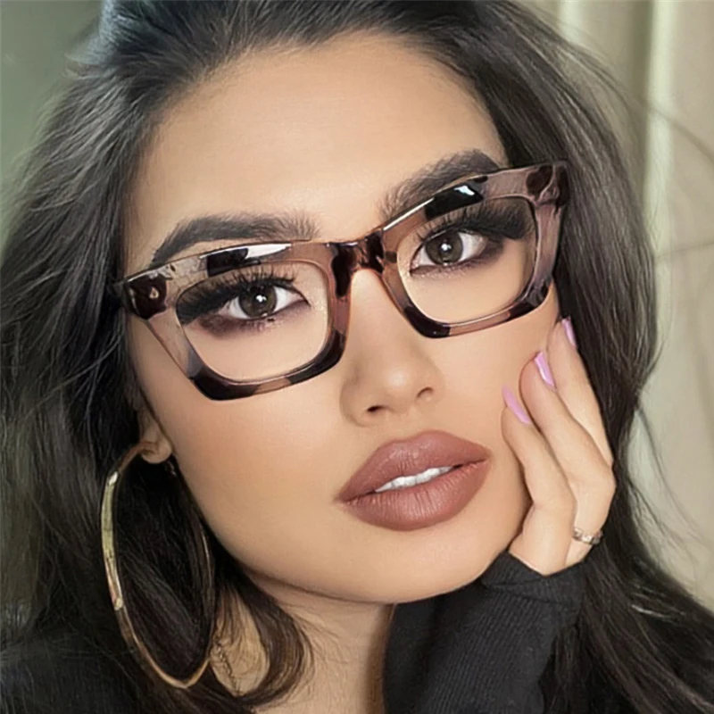 Top Trends: New Trend Optical Reading Glasses Women Blue Light Filter Cat Eye Leopard Tea Vision Care Eyeglasses Farsighted Diopters + 0.5 + 6 Shoppable Styles