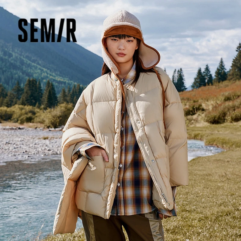 Top Trends: Semir Down Jacket Women Mid-Length Waisted Simple 2023 Winter New Three-Proof Silhouette With Down Scarf Jacket Shoppable Styles