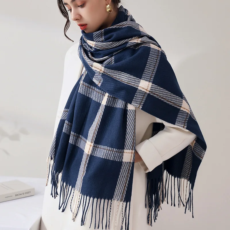 Top Trends: 34 Designs Women Warm Thick Shawl Wraps Scarf Winter Fashion Plaid Pashmina Scarves Cashmere Tassel Hijab Stole Bufandas Blanket Shoppable Styles