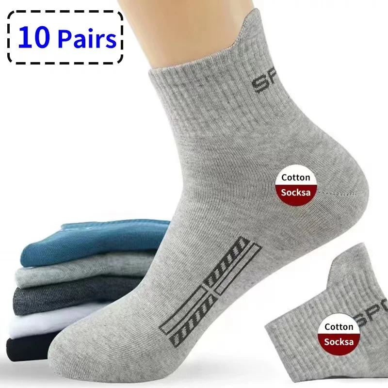 Top Trends: New 10 Pairs High Quality Lot Men Socks Casual Breathable Long Socks Cotton Socks Run Sports Socks Socks Men Large Size38-45 Shoppable Styles