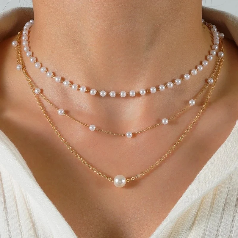 Top Trends: YWZIXLN Trend Elegant Jewelry Wedding Multilayer Pearl Necklace For Women Fashion White Imitation Pearl Choker Necklace N0323 Shoppable Styles