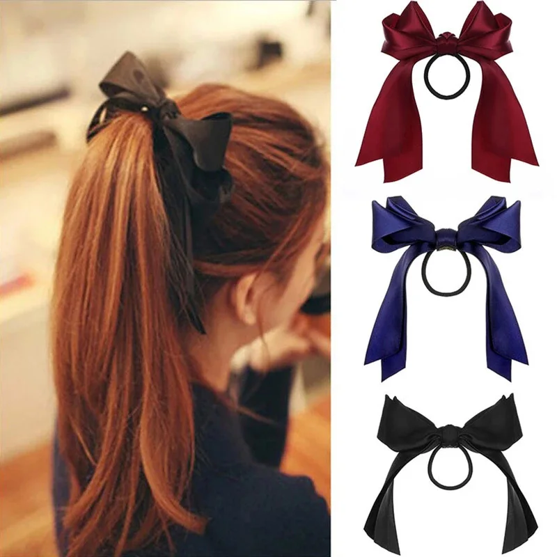 Top Trends: Korean BowKnot Hair Tie Scrunchies For Women Fashion Long Ribbon Elastic Hair Bands Bow Ponytail Ties Hair Accessories Shoppable Styles