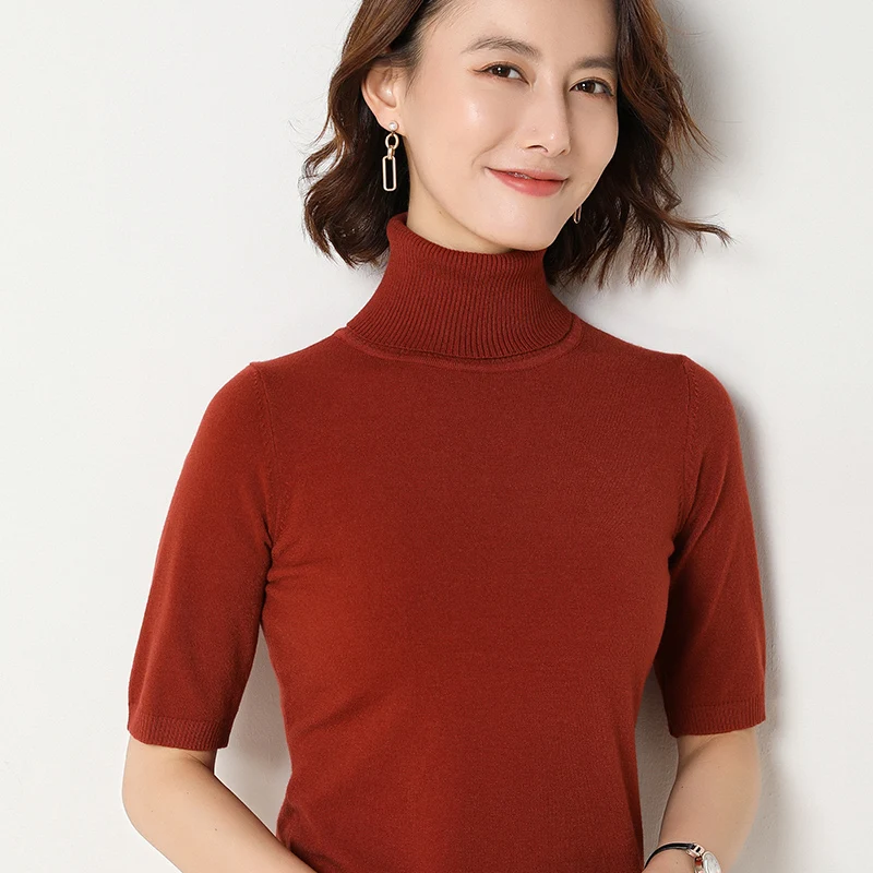 Top Trends: Spring Summer New Short Sleeve Cashmere Sweater Women&#039;s Loose Turtleneck Knit Bottoming Shirt Female Pullover Tops Shoppable Styles