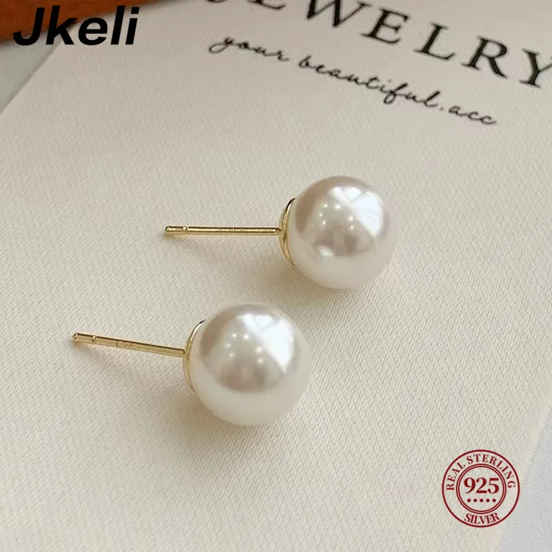 Top Trends: Jkeli Wholesale Natural White 8-12mm Freshwater Pearl And 925 Sterling Silver Stud Earrings For Women One Pair Shoppable Styles