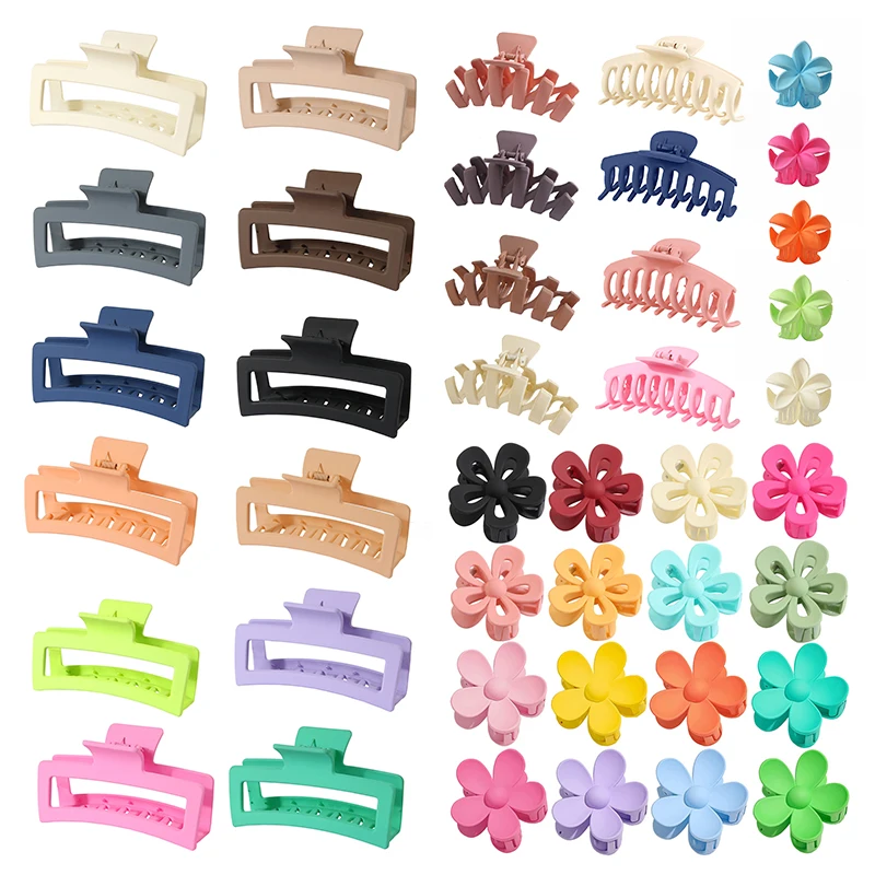 Top Trends: 13 CM Super Large Rectangular Frosted Material Fashion Flowers Women Hair Claw Hair Clip Shark Clip Hair Accessories Shoppable Styles