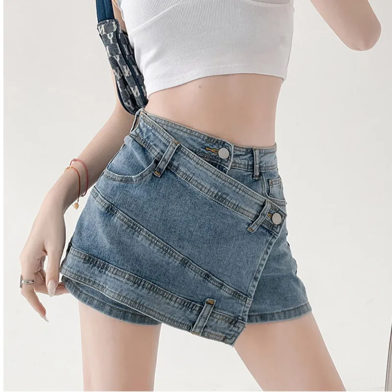 Top Trends: High-waisted Denim Shorts Skirt For Women American Style Irregular A-line Jeans Skirt Fashion Vintage Streetwear Y2k Clothing Shoppable Styles