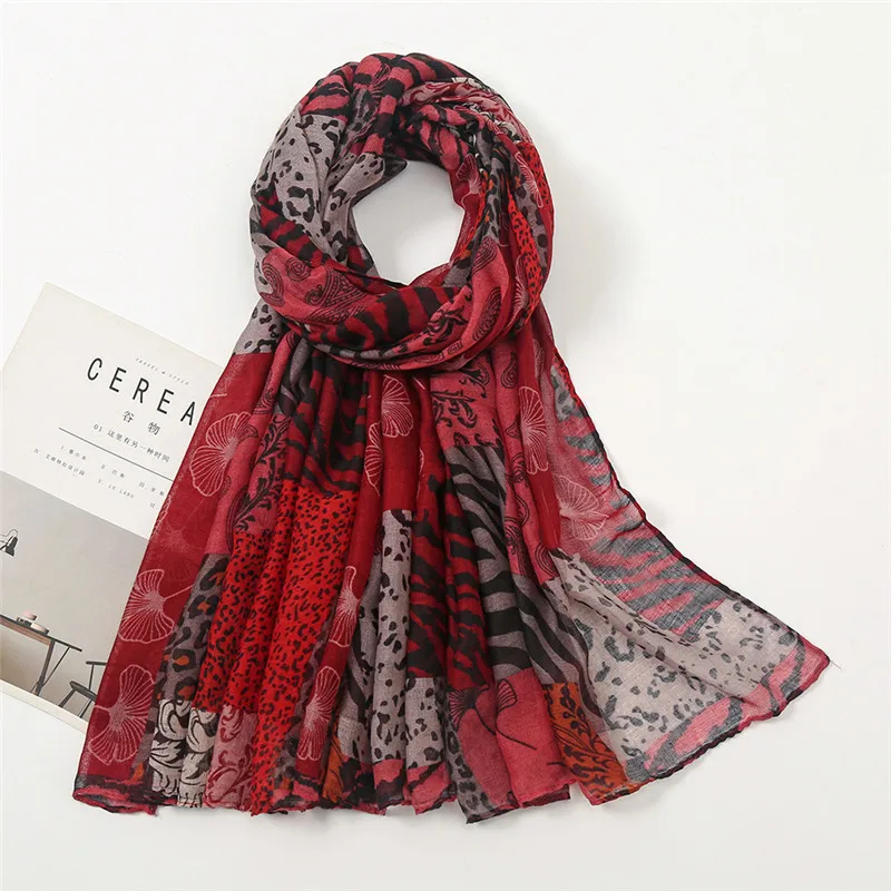 Top Trends: Autumn Fashion Aztec Retro Floral Patchwork Viscose Shawl Scarf Lady Print Soft Voile Wrap Pashmina Stole Muslim Hijab 180*85Cm Shoppable Styles - Image 4