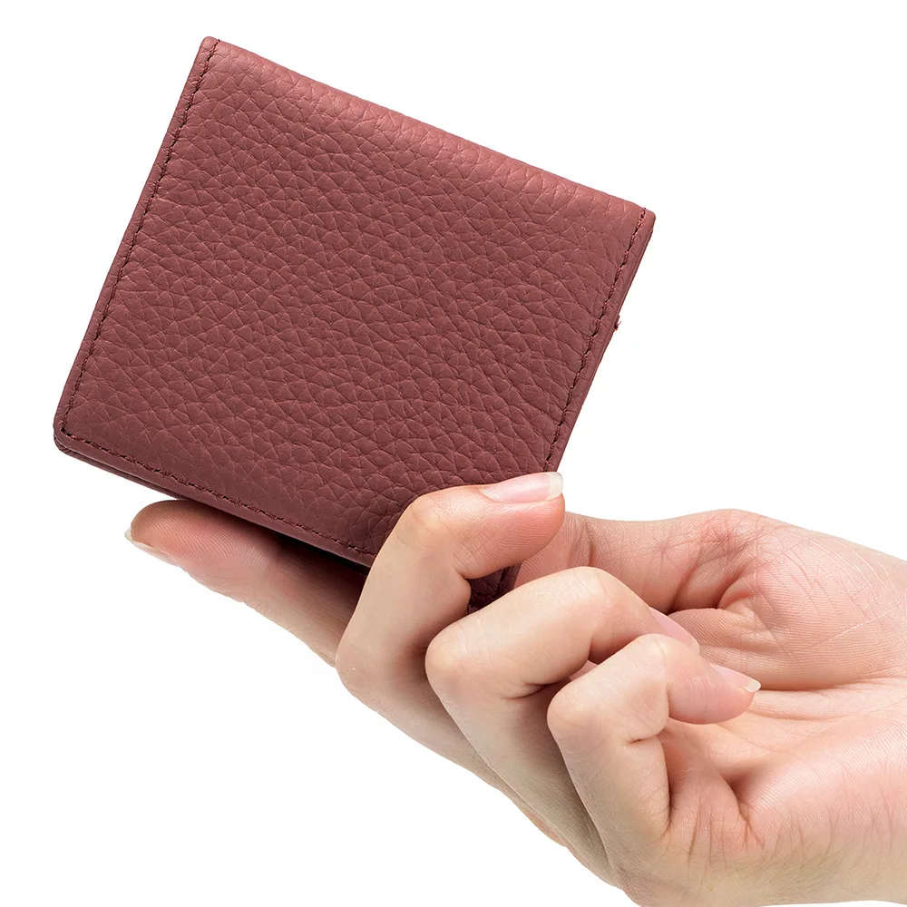 Top Trends: New Japanese Style Top Layer Cowhide Mini Wallet Women's Leather Buckle Coin Purse Bag Storage Of Small Wallet Compact Money Bag Shoppable Styles - Image 4