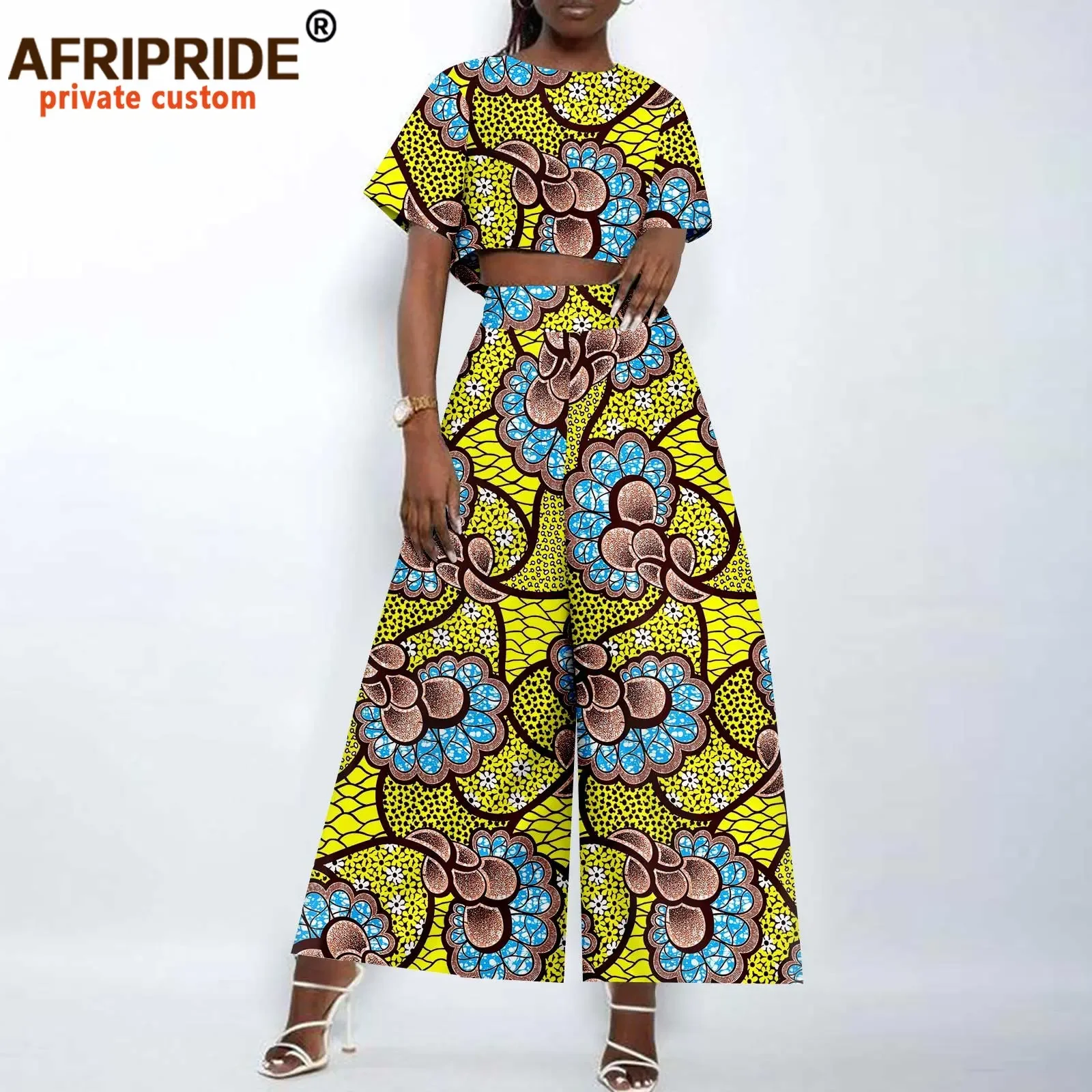 Top Trends: African Clothes For Women Crop Top And Wide-leg Pants 2 Piece Set Print Outfits Vintage Elegant Fashion Ankara Attire A2326002 Shoppable Styles