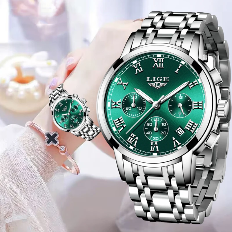 Top Trends: 2023 LIGE Ladies Watches Top Brand Luxury Fashion Stainless Steel Watch Women Chronograph Quartz Clock Waterproof Wristwatch+ Box Shoppable Styles