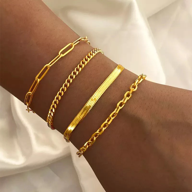 Top Trends: Gold Color Bracelet Stainless Steel Twist Cuban Chain Bracelet For Women Chain Bracelet Jewelry Gifts Wholesale Dropshipping Shoppable Styles