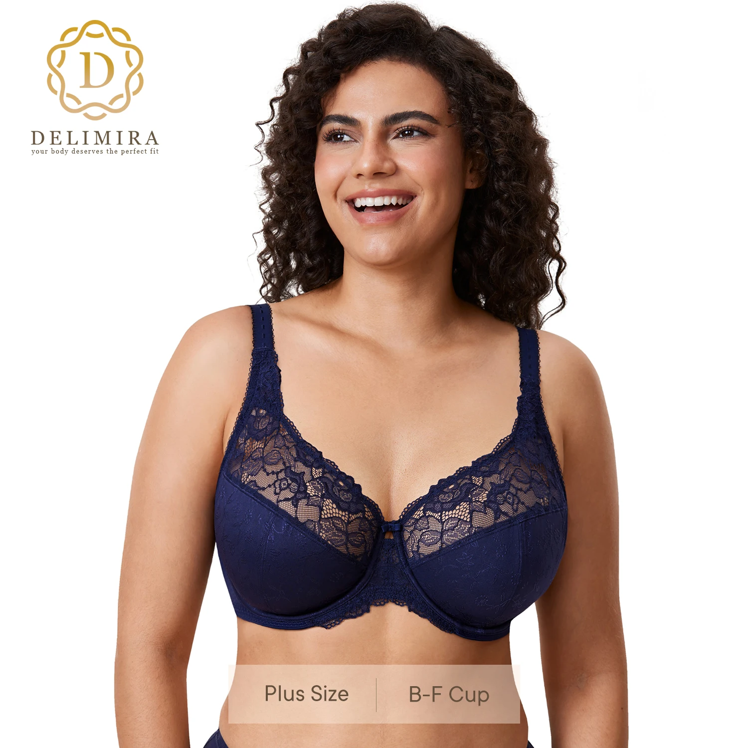 Top Trends: DELIMIRA Women's Plus Size Minimizer Lace Bra Full Coverage Underwire Unlined Floral Shoppable Styles