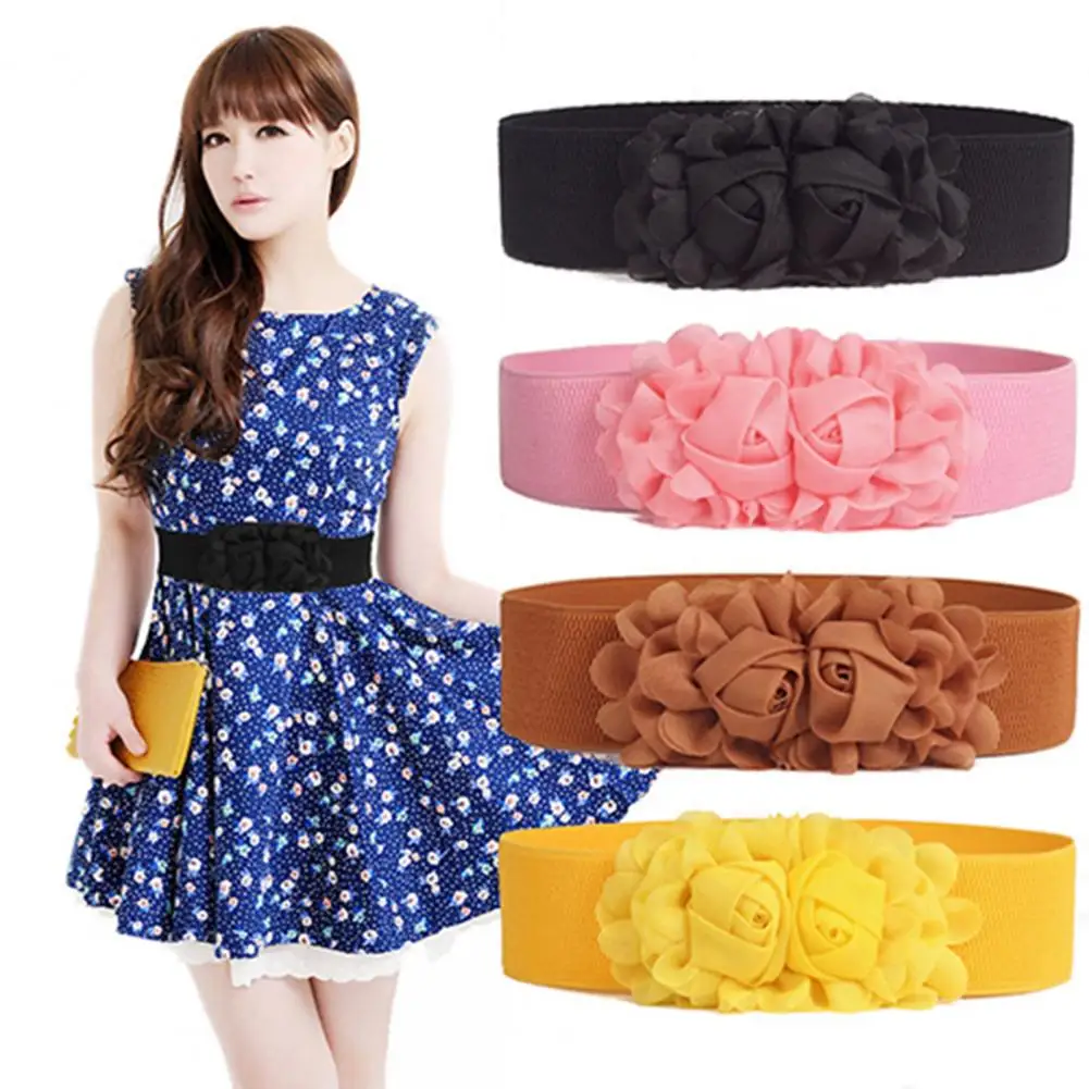 Top Trends: Belt Elastic Double-flower Fabric Wide Elastic Waist Belt For Party Shoppable Styles