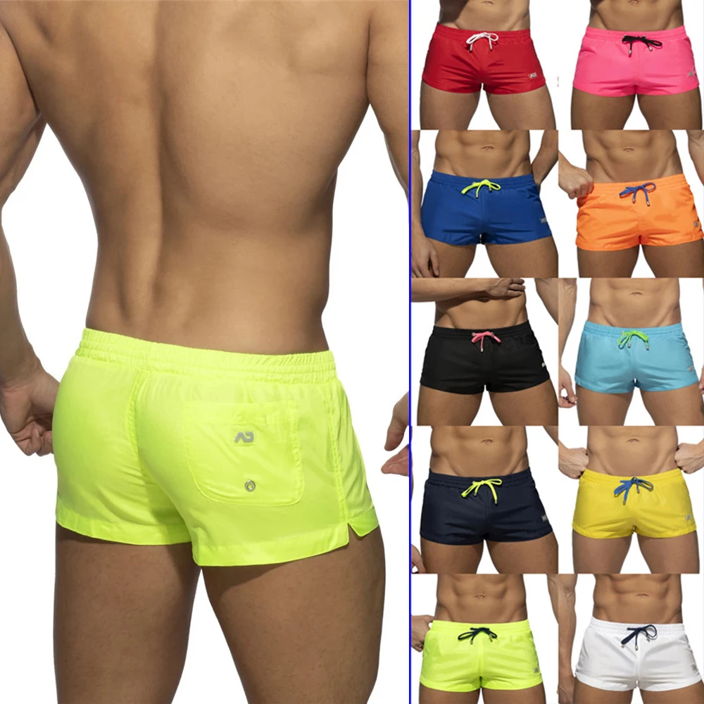 Top Trends: European And American New Swimming Trunks Men's Solid Color Quick-Drying Low Waist Sexy Beach Pants Men's Swimming Sports Shorts Shoppable Styles