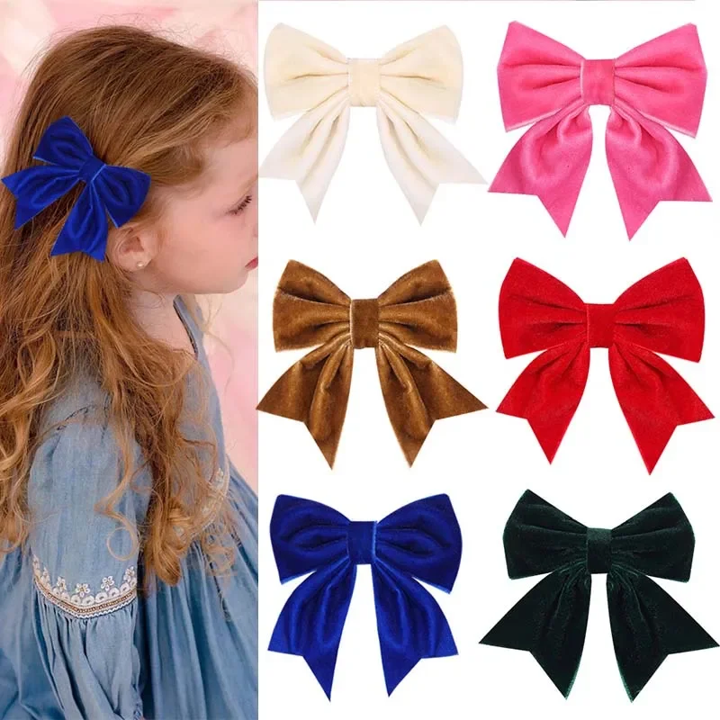 Top Trends: Oaoleer Sweet Girls Velvet Hair Bow Clips Solid Color Handmade Bowknote Hairpins Barrettes Kids Headwear Baby Hair Accessories Shoppable Styles