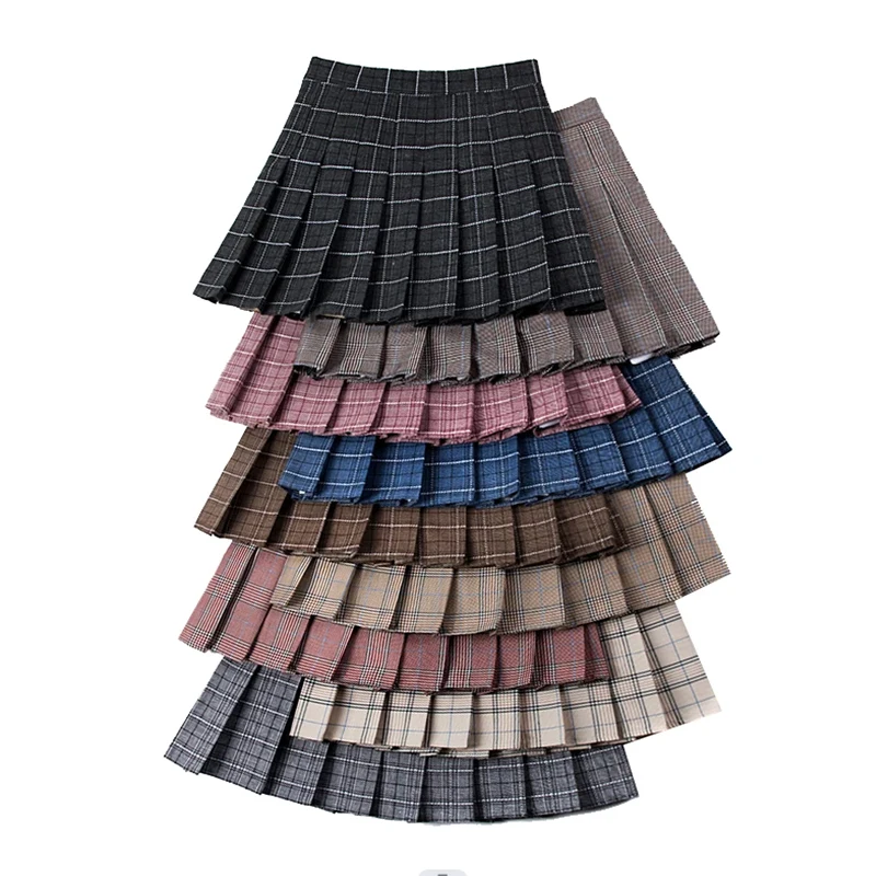 Top Trends: Mini Pleated Skirts Women High Waist A-Line Skirts Fashion Chic Female Plaid Skirt Cute Sweet Ladies Girls Dance Short Skirt Shoppable Styles