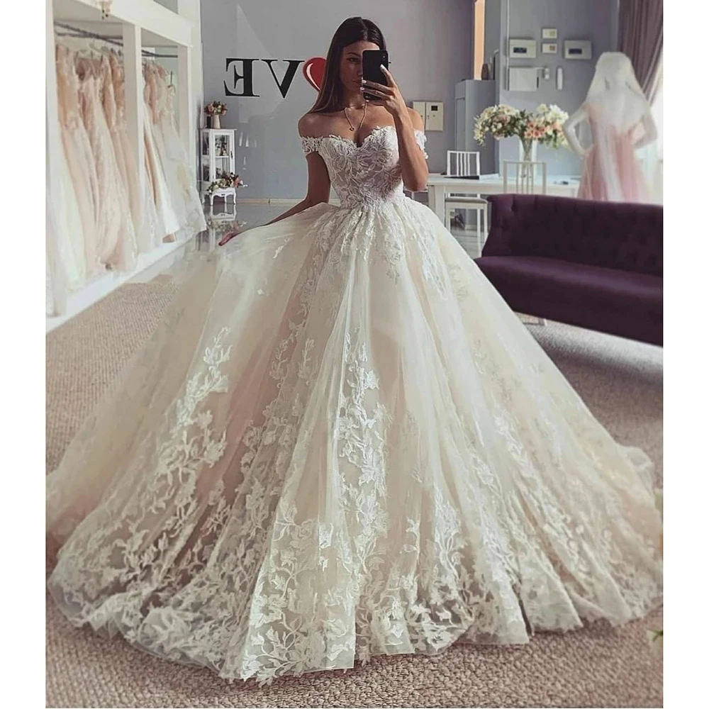 Top Trends: Ivory Lace Applique Wedding Dresses Women's Elegant One Shoulder A-Line Princess Bridal Gowns Formal Party 2024 Vestido De Noiva Shoppable Styles