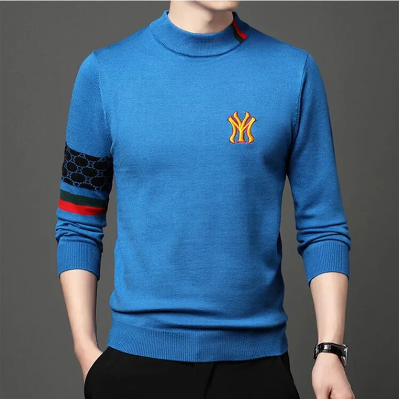 Top Trends: 2022 Top Grade New Autum Winter Designer Fashion Brand Luxury Knit Half Turtleneck Men Warm Woolen Sweater Casual Mens Clothing Shoppable Styles