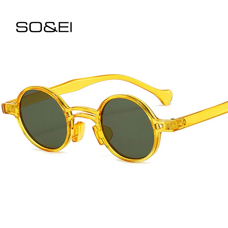 Top Trends: SO&EI Vintage Small Round Sunglasses Women Fashion Double Bridges Clear Ocean Lens Eyewear Men Trending Punk Blue Sun Glasses Shoppable Styles