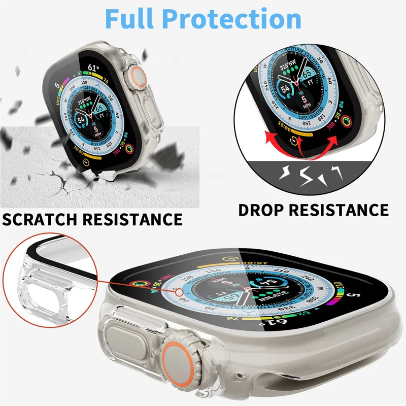 Top Trends: Tempered Glass+ case For Apple Watch Ultra 49mm Strap Smartwatch PC Bumper+ Screen Protector Cover Correa Apple Watch Accessories Shoppable Styles - Image 3