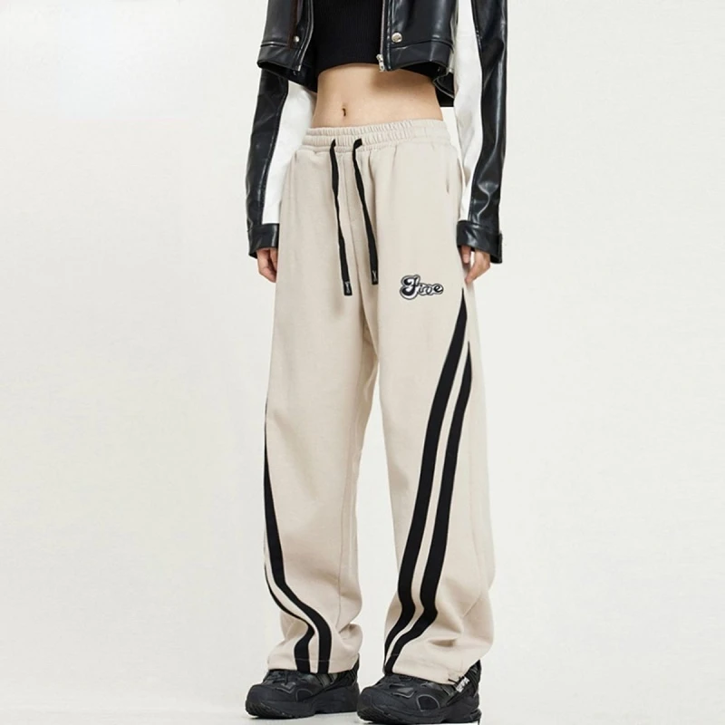 Top Trends: Harajuku Oversize Jogging Striped Sweatpants Women Streetwear Hip Hop Drawstring Elastic Waist Wide Leg Casual Sports Trousers Shoppable Styles