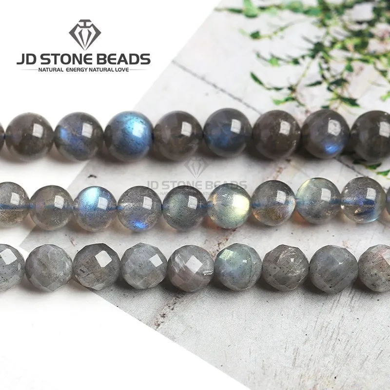 Top Trends: Genuine Nature Blue Light Labradorite Larvikite Gray Moonstone Beads Round Gemstone For Jewelry Making Diy Bracelet Accessories Shoppable Styles