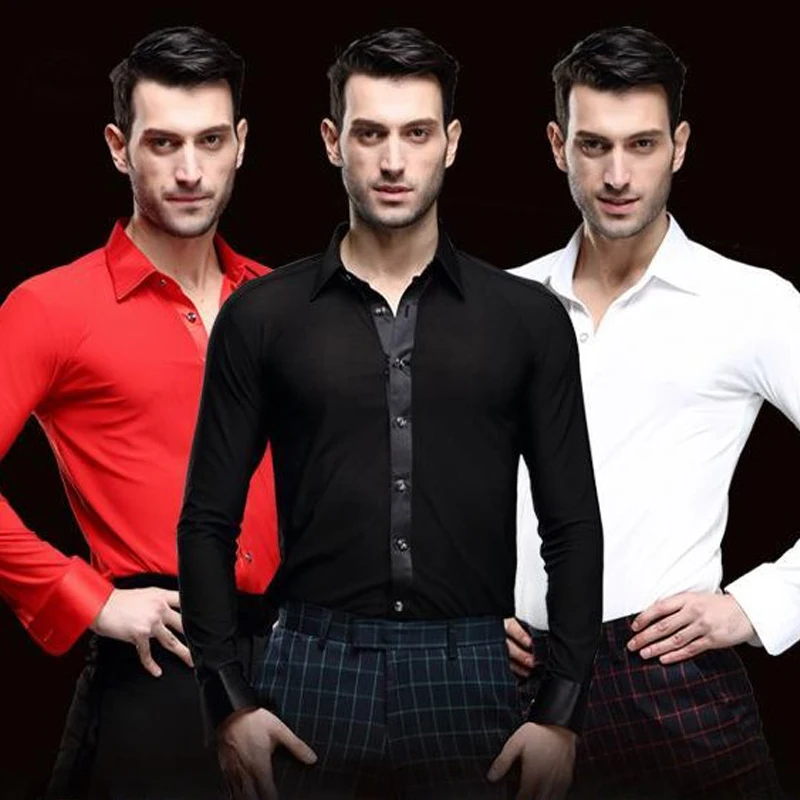 Top Trends: New Men White Dance Shirt Competition Performance Ballroom Modern Salsa Tango Samba Latin Top Men Shirts Boys Dancewear Shoppable Styles