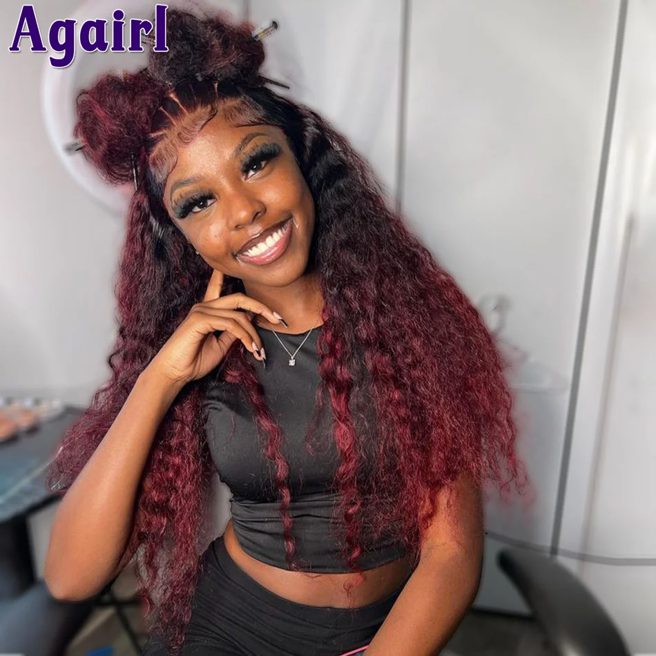 Top Trends: Wear Go Glueless Wig Ombre 1B 99J Deep Wave 6x4 HD Lace Wig PrePlucked Curly Human Wigs Red With Black Water Wave 180% 32 34Inch Shoppable Styles