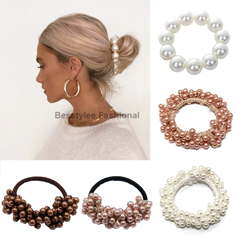 Top Trends: Fashion Woman Big Pearl Hair Bands Fashion Korean Style Hair Ties Scrunchies Girls Ponytail Holders Rubber Band Hair Accessories Shoppable Styles