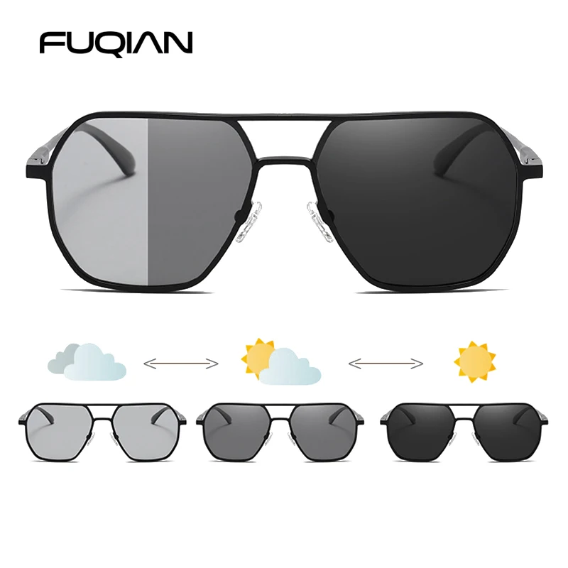 Top Trends: Luxury Metal Photochromic Sunglasses Men Women Fashion Polarized Sun Glasses Stylish Chameleon Anti-glare Driving Shades UV400 Shoppable Styles