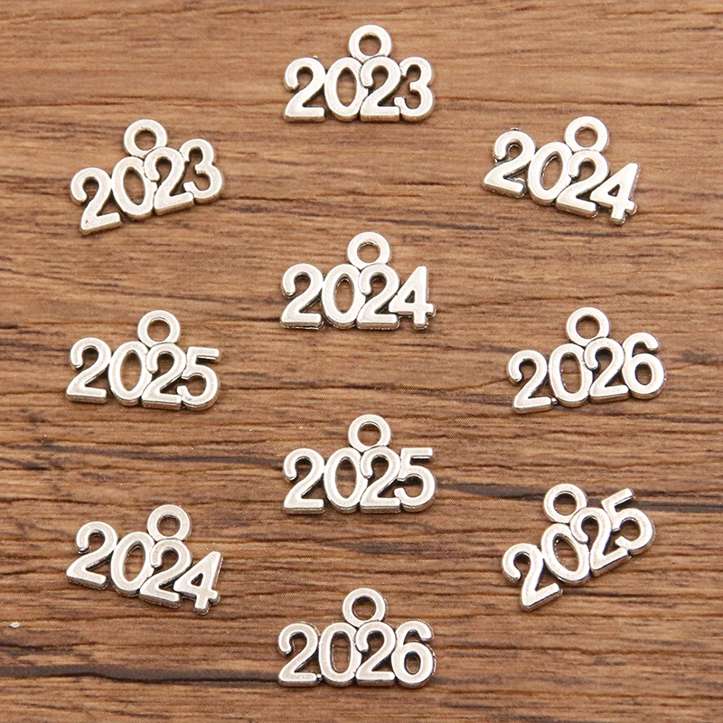 Top Trends: 60PCS 10*14mm Metal Alloy Photo Color Years Charms 2023 2024 2025 2026 Pendant For Jewelry Making DIY Handmade Craft Shoppable Styles