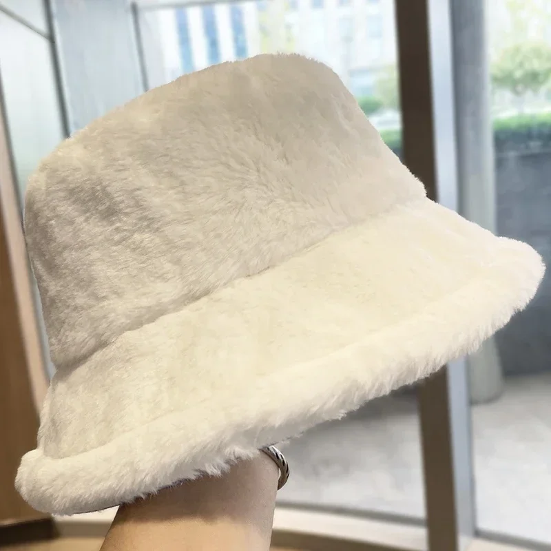 Top Trends: New Winte Fashion Warm Faux Fur Fluffy Bucket Hats Autumn Outdoor Thick Hat Soft Furry Fisherman Cap Girl Panama Caps Shoppable Styles