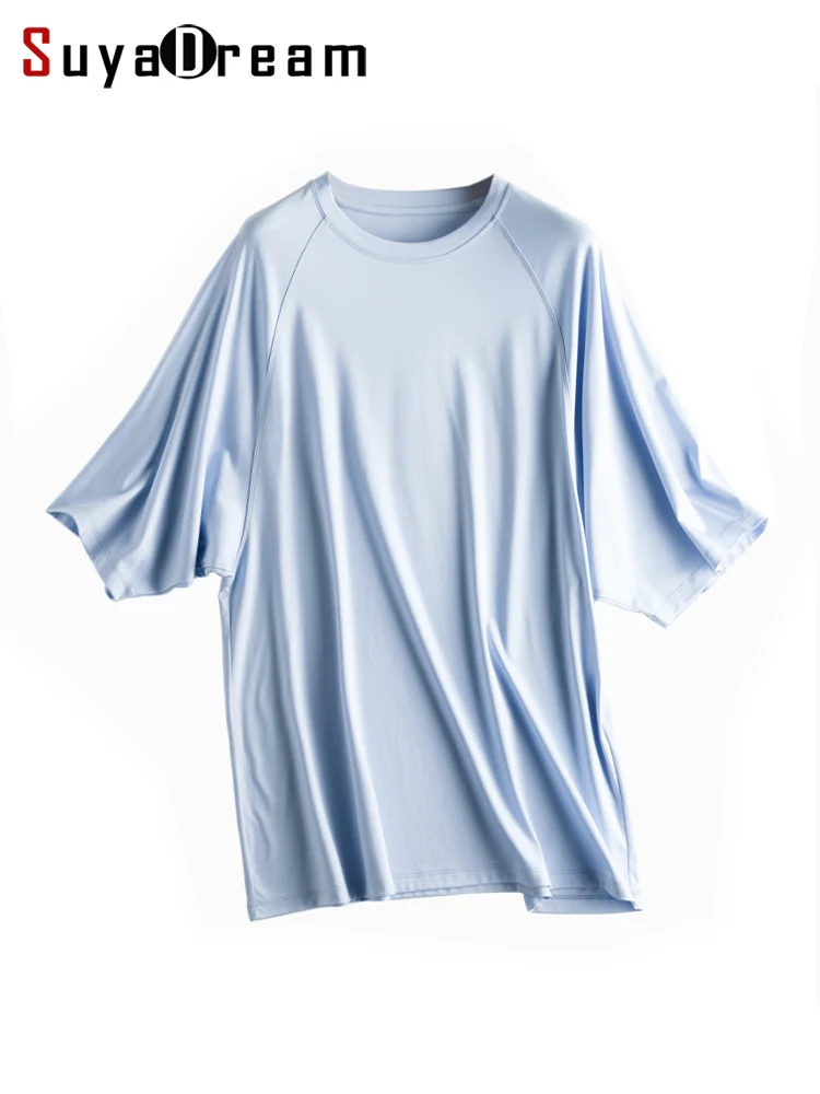 Top Trends: SuyaDream Woman Summer BF Tee Silk Cotton Blend Oversize Solid Cosy T Shirts 2022 Candy Colors Top White Blue Shoppable Styles