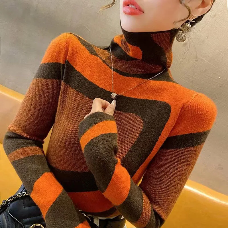 Top Trends: Women's Turtleneck Slim Fashion Knitted Sweater Spring New Y2k Chic All-match Vintage Wool Pullovers Daily Casual Soft Knitwear Shoppable Styles